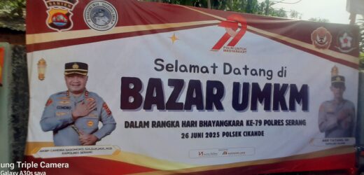 Dalam Rangka HUT Bhayangkara Ke-79, Polsek Cikande Polres Kabupaten Serang Gelar Bazar UMKM