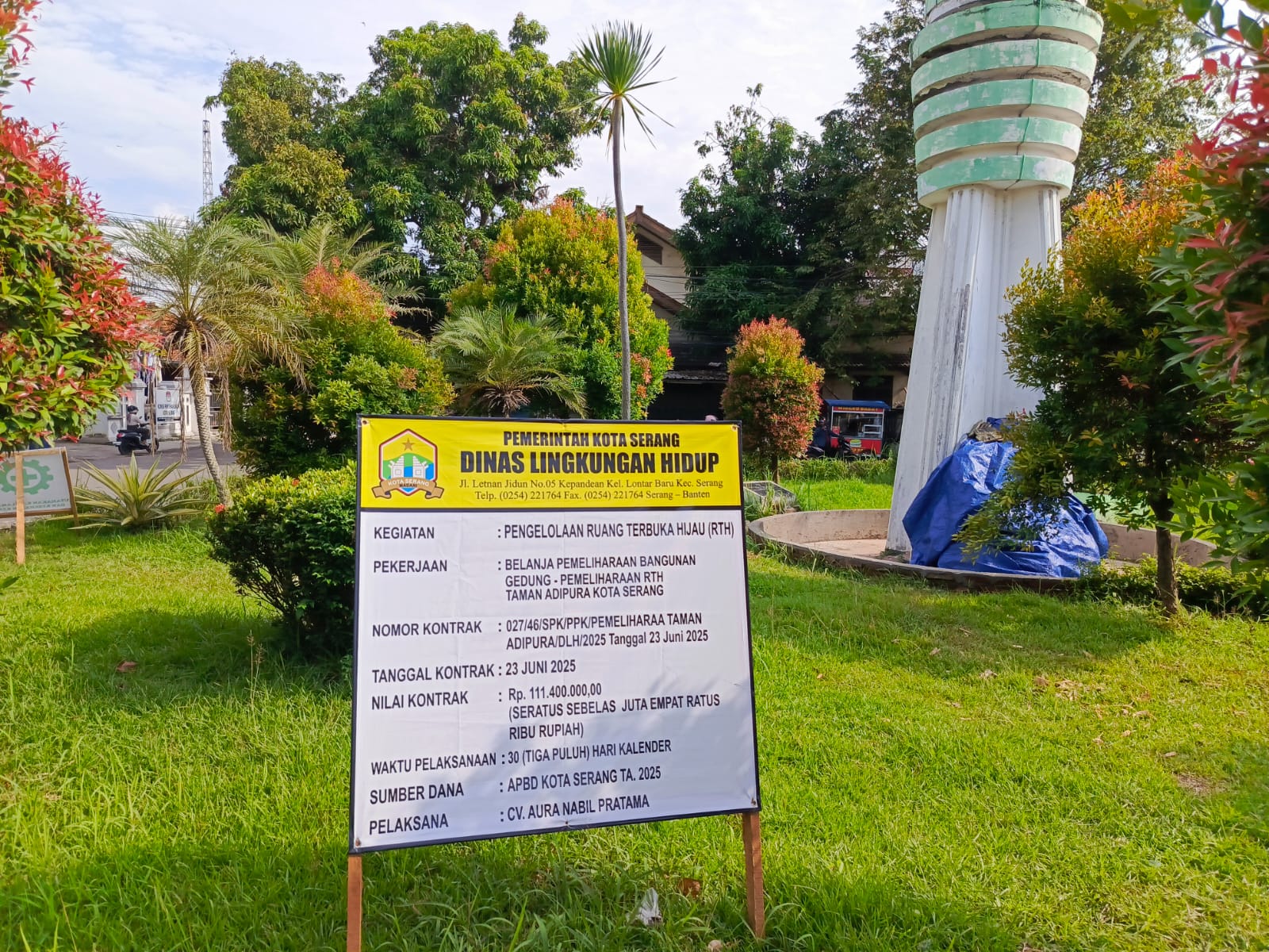 Pemeliharaan RTH Taman Adipura Kota Serang Diduga Kelebihan Anggaran