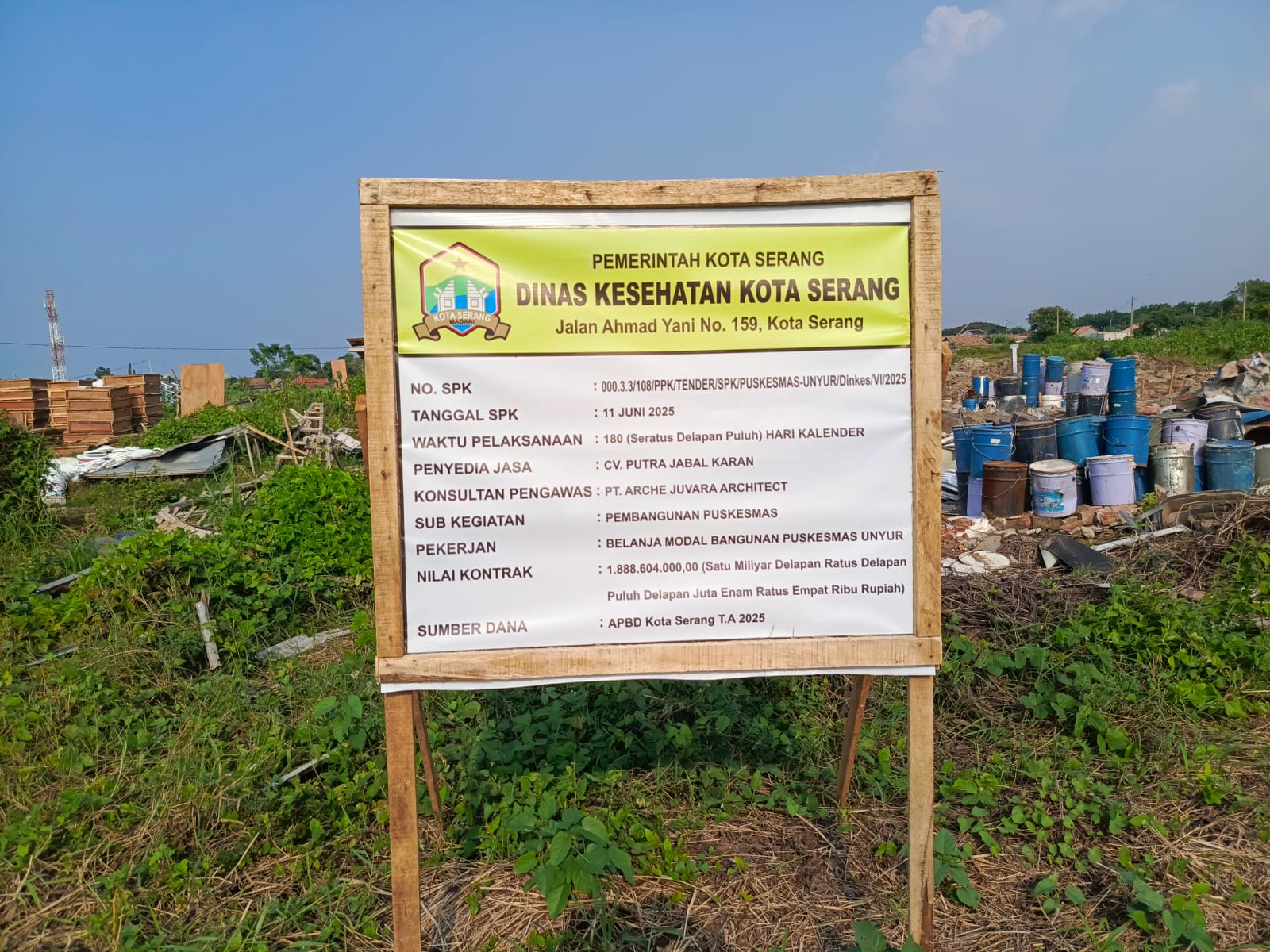 Pembangunan Puskesmas Di Perum BIP Kelurahan Unyur Kota Serang Diduga Kurang Pengawasan