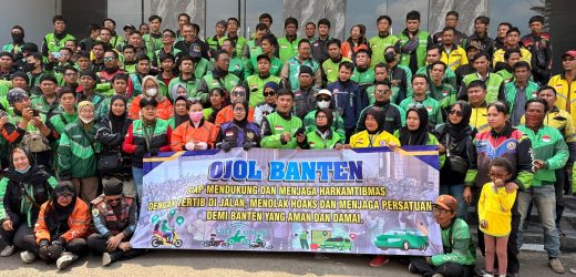 Komunitas Ojol Siap Solid Jaga Harkamtibmas:  “Ketertiban Tolak Hoaks Demi Banten Aman dan Damai”