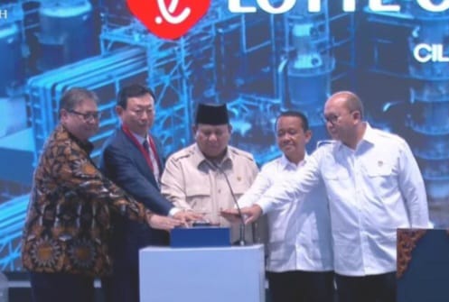 Presiden Republik Indonesia Prabowo Subianto Resmikan PT Lotte Chemical di Cilegon Banten