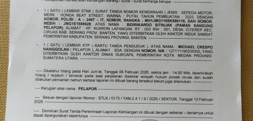 Telah Kehilangan STNK Motor: Bagi Yang Menemukan Diminta Hubungi Pemilik