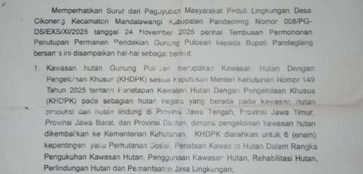 Penolakan Warga  Kampung  Pamengker,   Adanya Aktifitas  Wisata PT. Vila Emas Dan Pendakian  Gunung Pulosari  Disoal