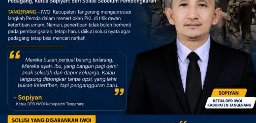 DPD IWOI Kabupaten Tangerang Apresiasi Penertiban Pedagang, Ketua Sopiyan: Jangan Hanya Bongkar, Tapi Beri solusi untuk pedagang kecil.