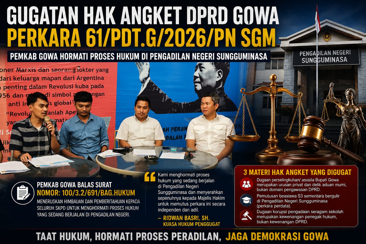 Pemkab Gowa Hormati Proses Gugatan Hak Angket di Pengadilan