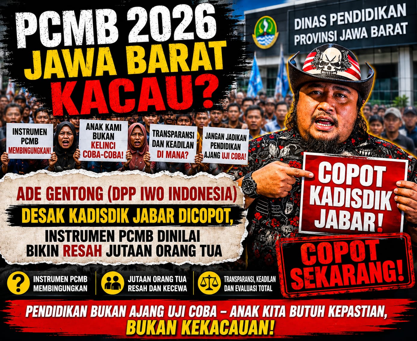 PCMB 2026 Jawa Barat Dinilai Kacau, Ade Gentong Desak Kepala Dinas Pendidikan Jabar Dievaluasi