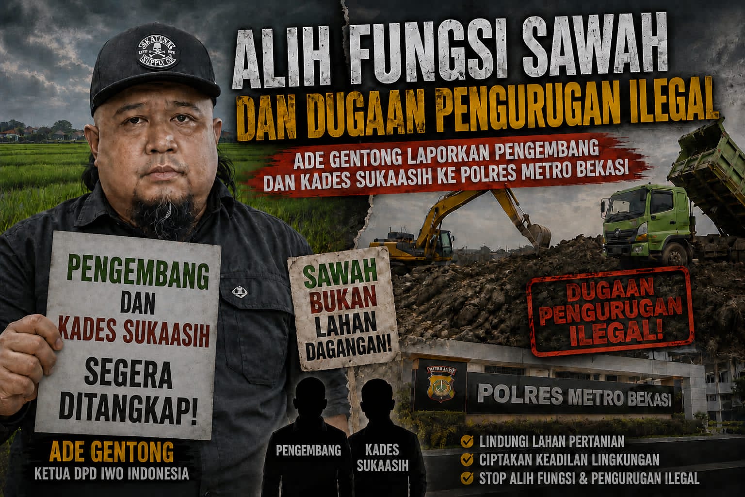 DPD IWO Indonesia Kabupaten Bekasi Resmi Adukan Alih Fungsi Lahan Pertanian di Sukatani ke Polres Metro Bekasi