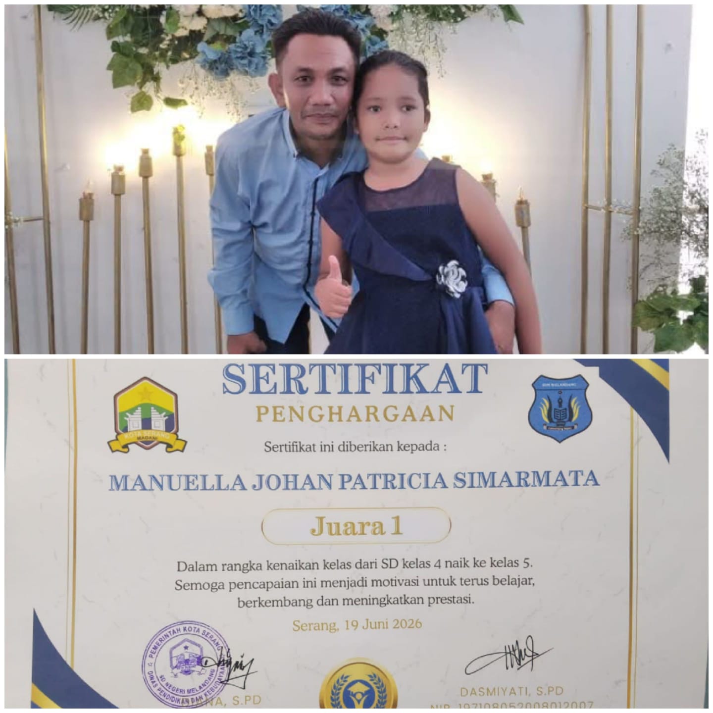 Prestasi Gemilang! Putri Ketiga Johan Simarmata dan dr. Sri Ramayani Raih Juara 1, Bukti Kerja Keras dan Semangat Belajar Tak Pernah Mengkhianati Hasil