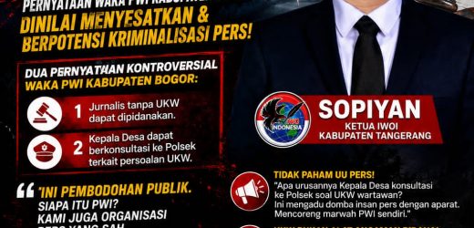 IWOI Kabupaten Tangerang Kecam Pernyataan Waka PWI Kabupaten Bogor: Tegaskan UKW Bukan Dasar Pemidanaan, Minta Klarifikasi Terbuka